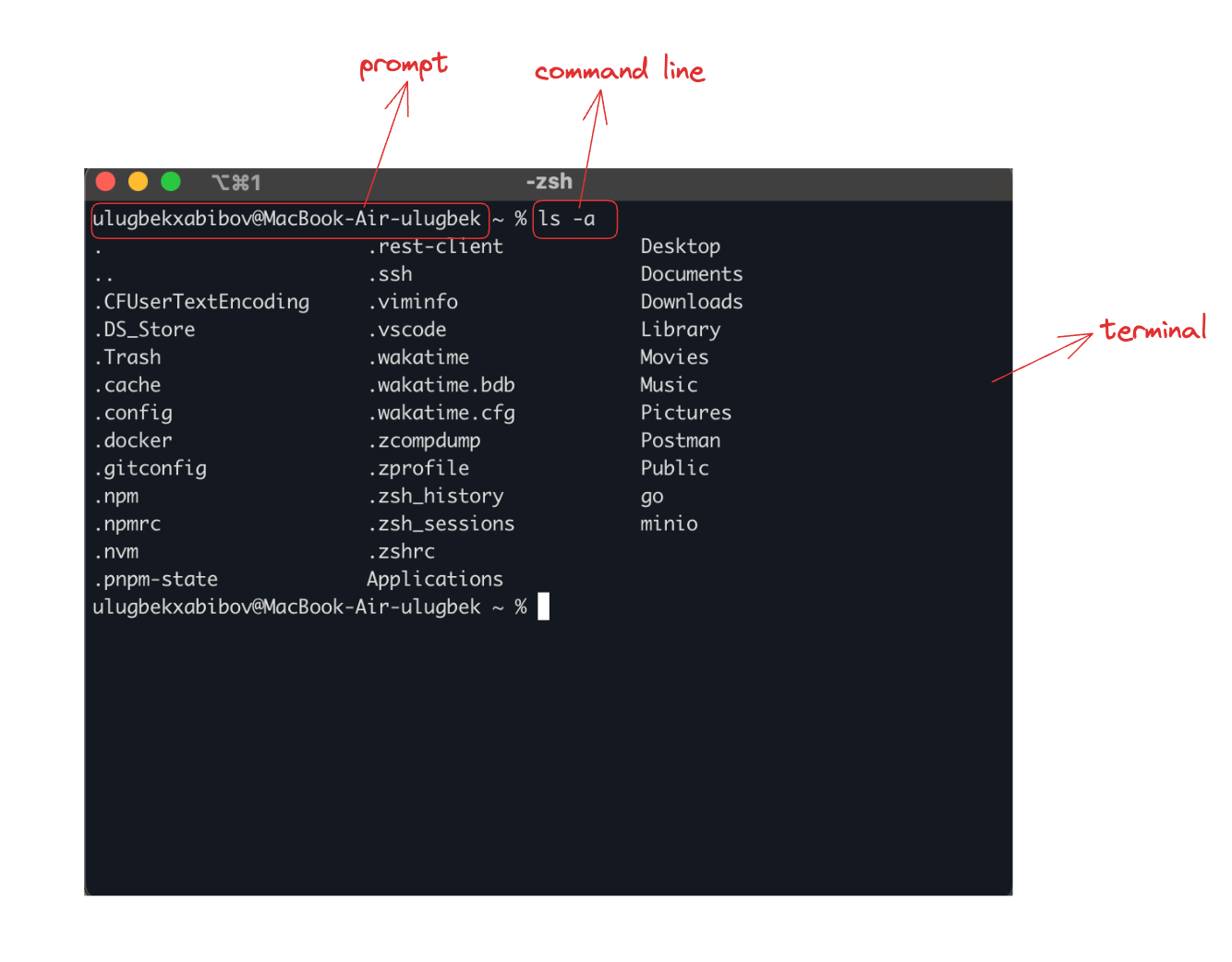 Prompt · command line · terminal